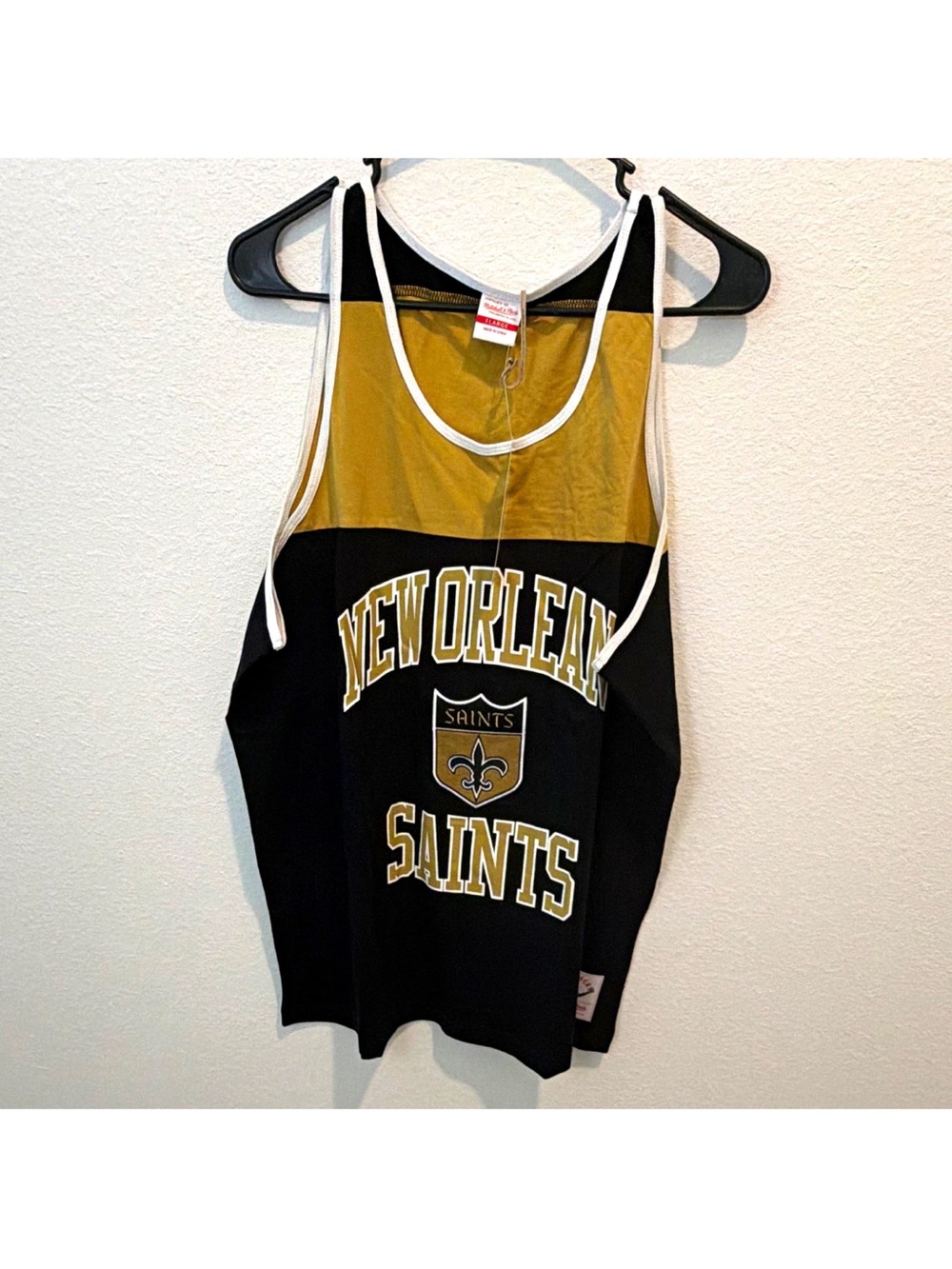 Mitchell & Ness NFL New Orleans Saints Tank Top Shirt Black Gold Size XL